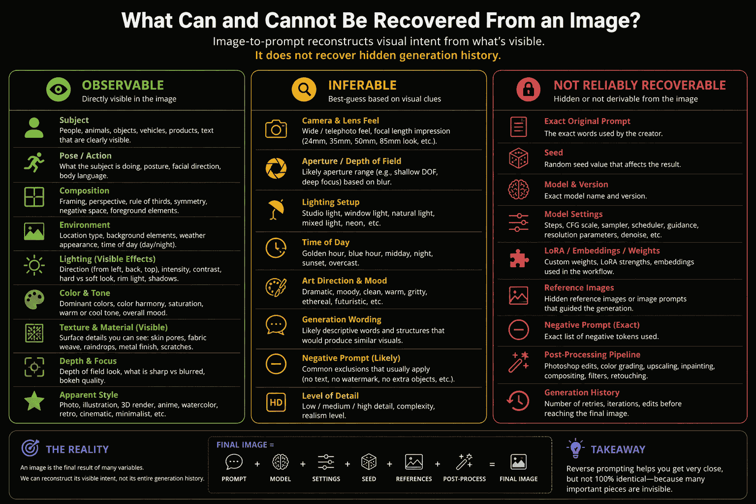 What can and cannot be recovered from an image infographic divided into observable inferable and not reliably recoverable visual information